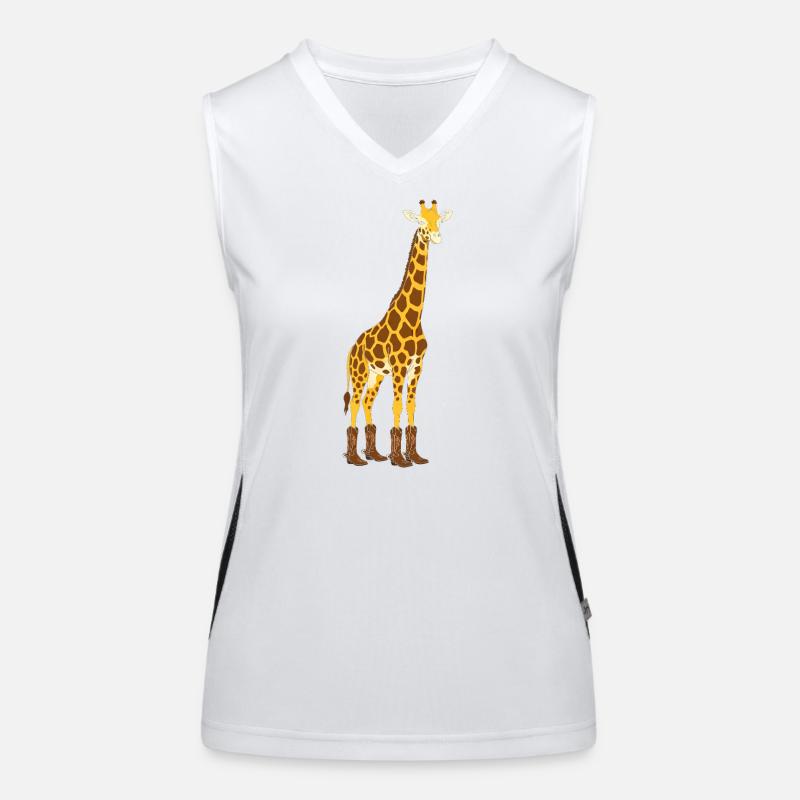 Giraffe mit Stiefel-Statement Funktionelles Kontrast-Tank Top für Frauen