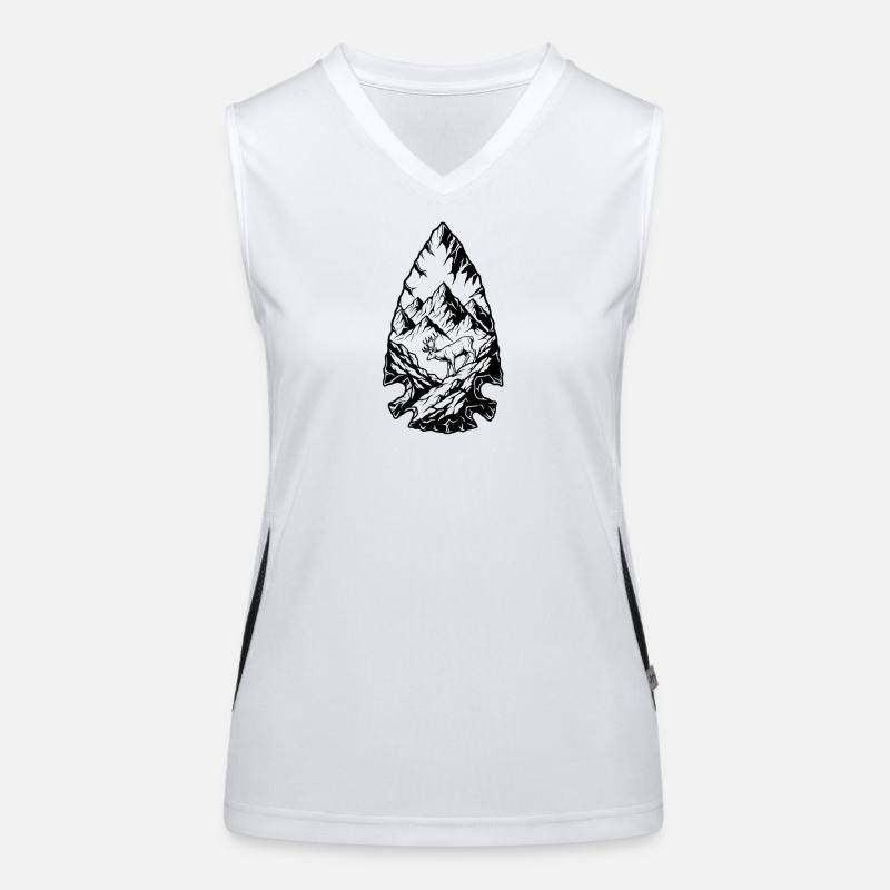 Berglandschaft Hirsch Linienkunst Funktionelles Kontrast-Tank Top für Frauen
