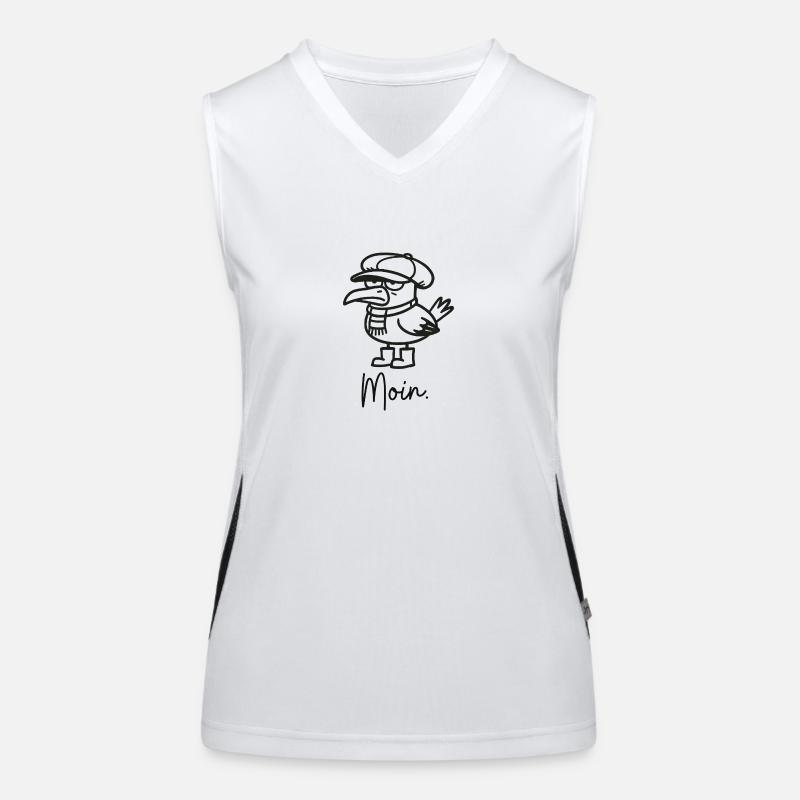 grumpy seagull with cap and moin Women's Functional Contrast Tank Top