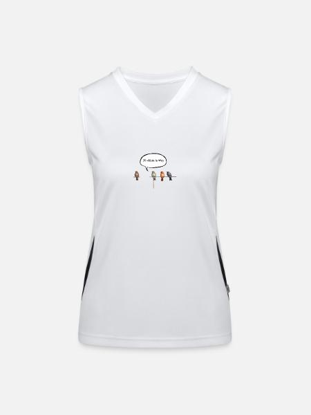 Vögel Lustig fliegen Wifi - Französisch - Funktionelles Kontrast-Tank Top für Frauen - Weiß/Schwarz - Vorne