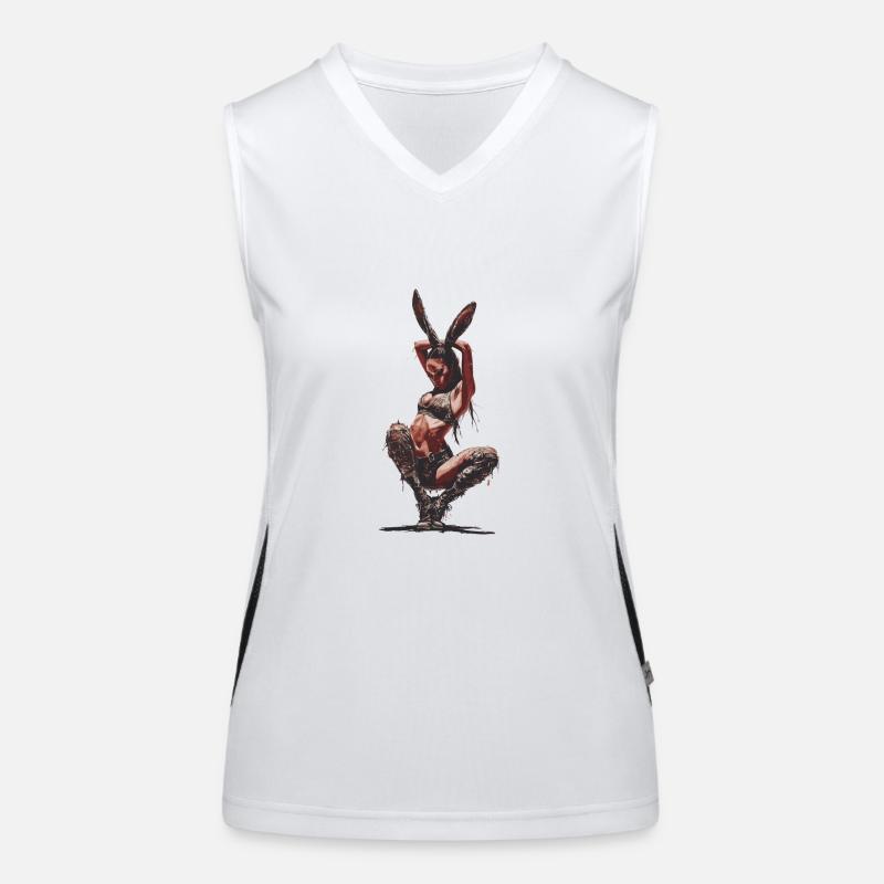 Krieger Hasenohren Fantasy Kunst Kraftvolle Pose Funktionelles Kontrast-Tank Top für Frauen