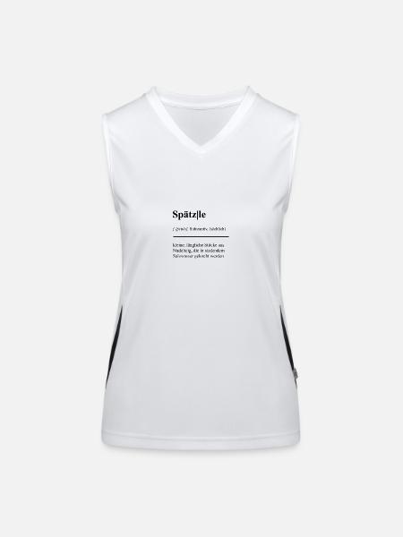Spätzle-Saga: Schwäbisch köstlich! Duden - Funktionelles Kontrast-Tank Top für Frauen - Weiß/Schwarz - Vorne