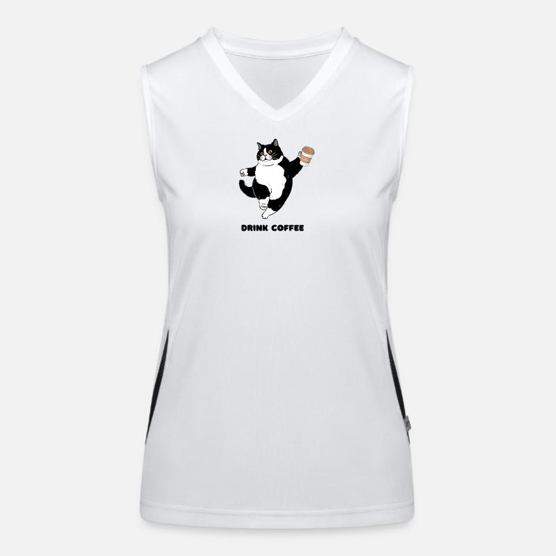 Conception fantaisiste de danse du café de chat Débardeur respirant contrasté Femme