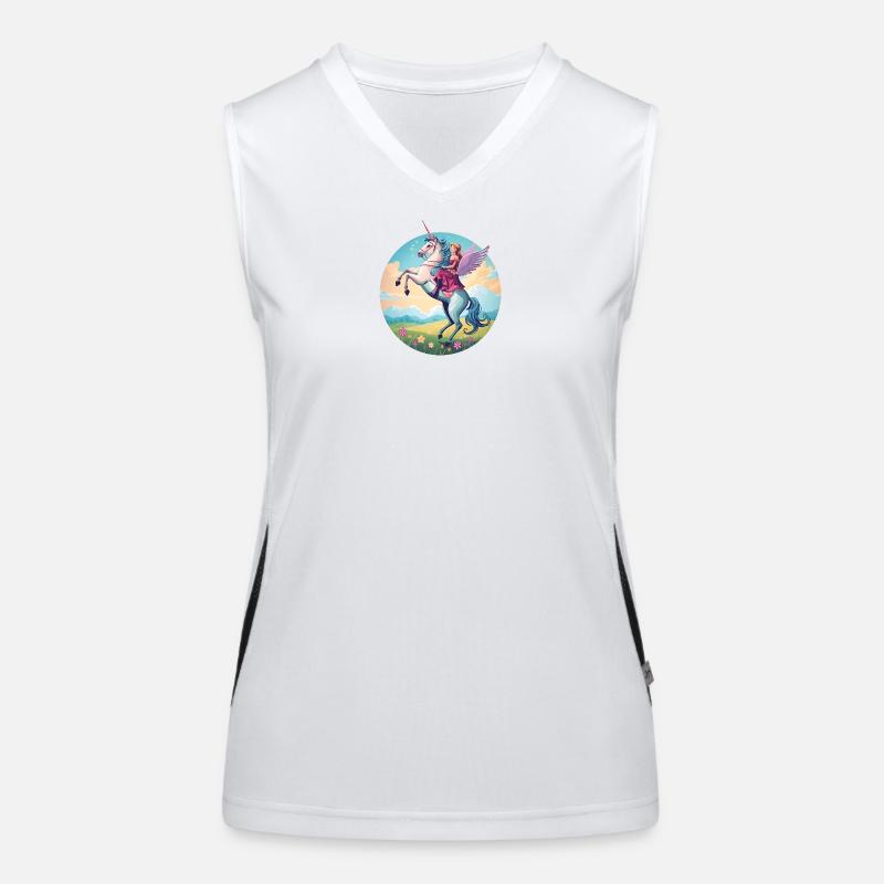 Magische Einhorn-Reiterin Illustration Funktionelles Kontrast-Tank Top für Frauen