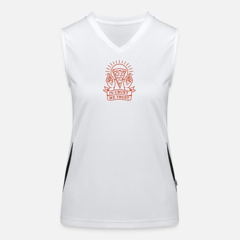 In Crust We Trust - Design de pizza amusant Débardeur respirant contrasté Femme