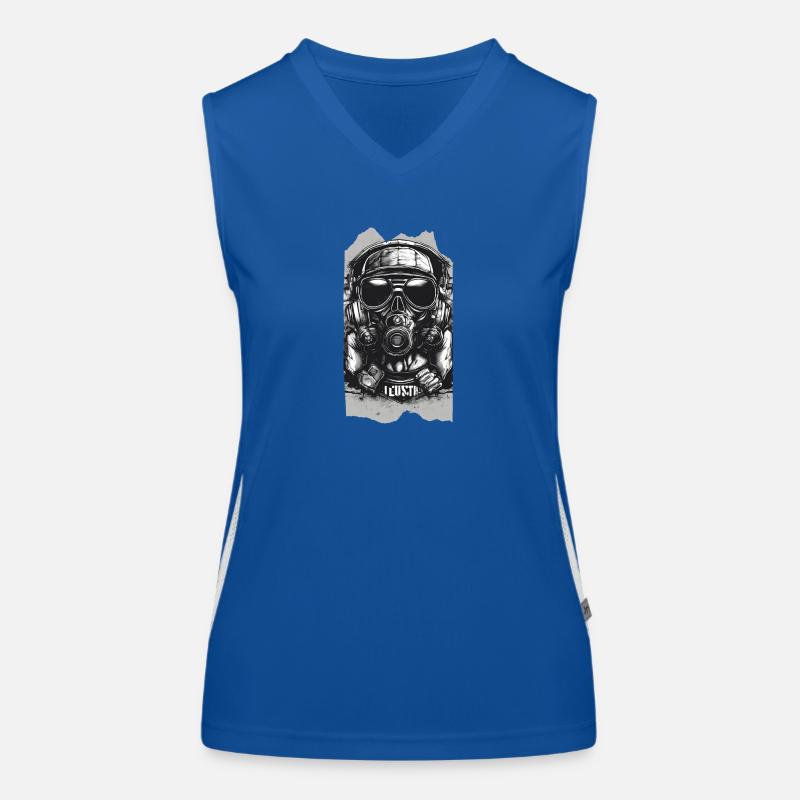 Sonorous Sentinel, Gasmasken-Kopfhörer Graustufen Funktionelles Kontrast-Tank Top für Frauen