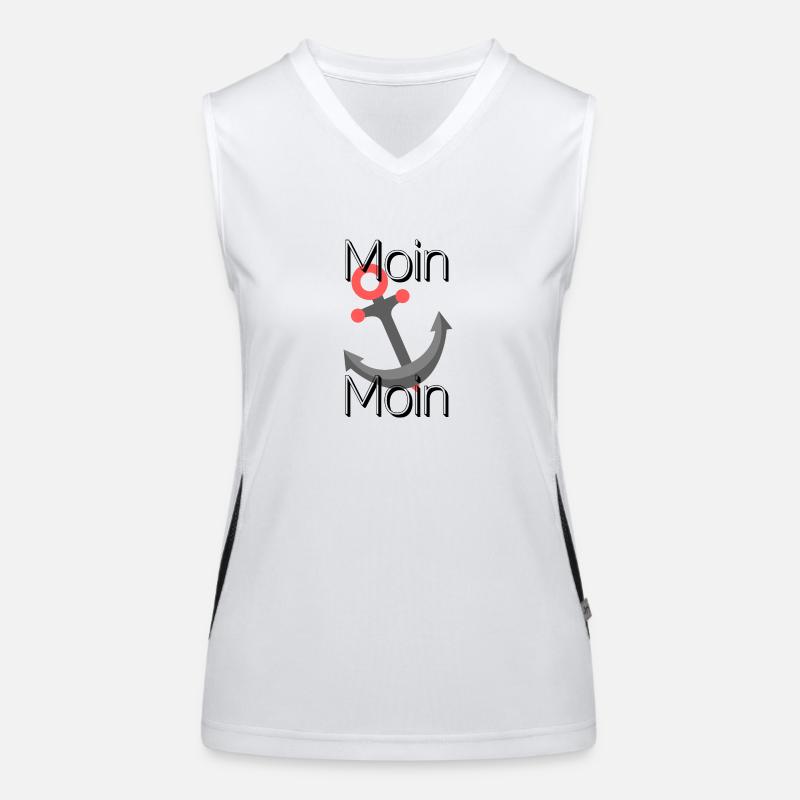 Moin Moin! Norddeutsche Begrüßung mit Anker Funktionelles Kontrast-Tank Top für Frauen
