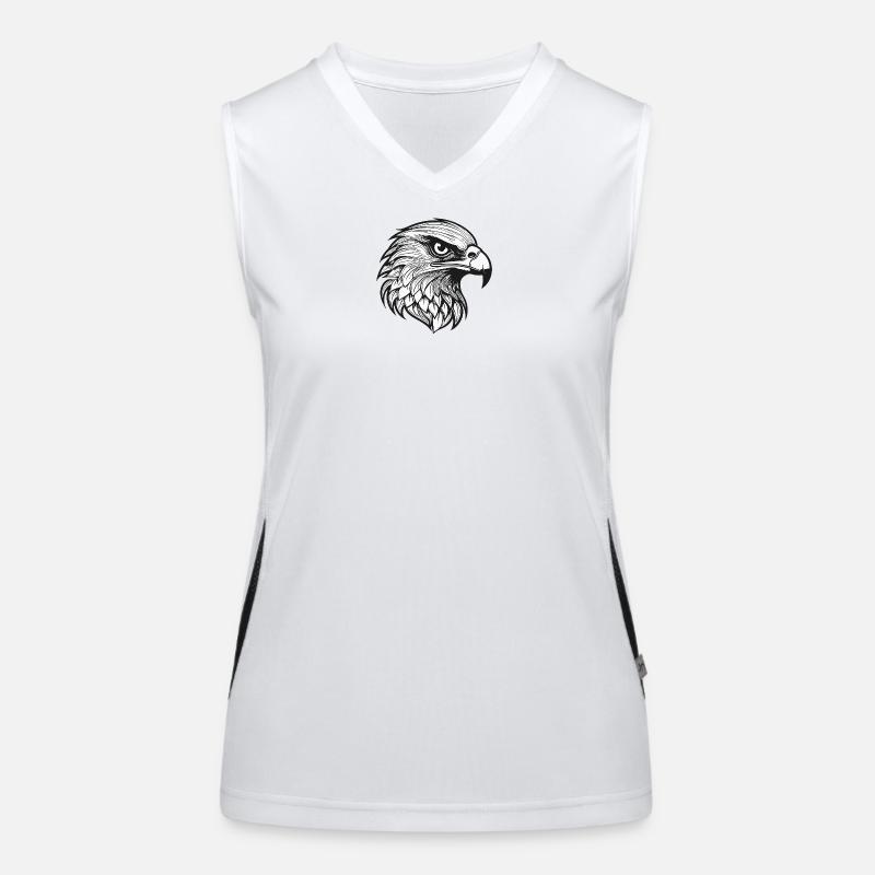 Detailed Eagle Head Illustration - Women's Functional Contrast Tank Top - white/black