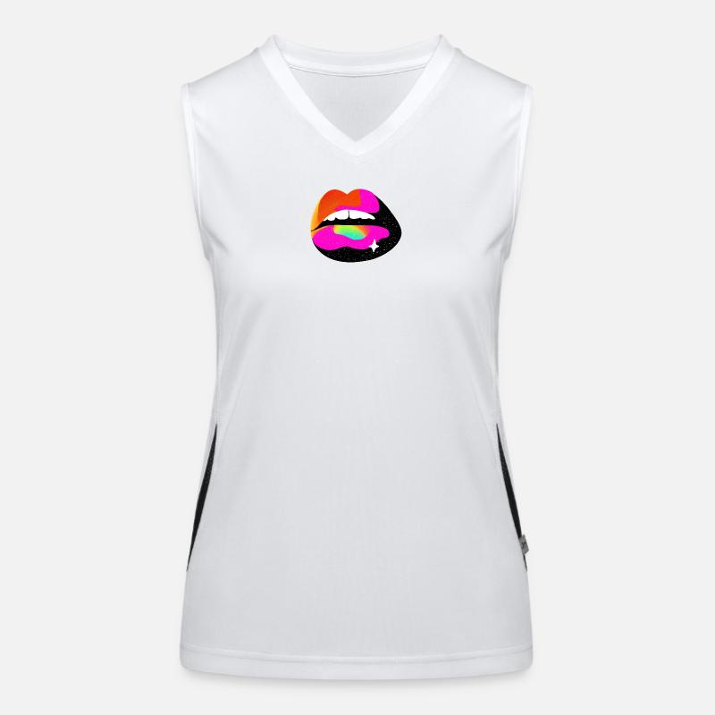 Regenbogen Lippe Pop Art Funktionelles Kontrast-Tank Top für Frauen