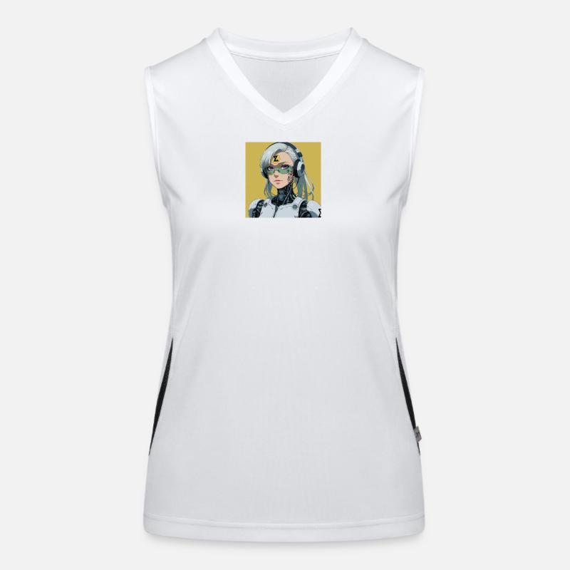 Cyborg Avatar with Headset Women's Functional Contrast Tank Top