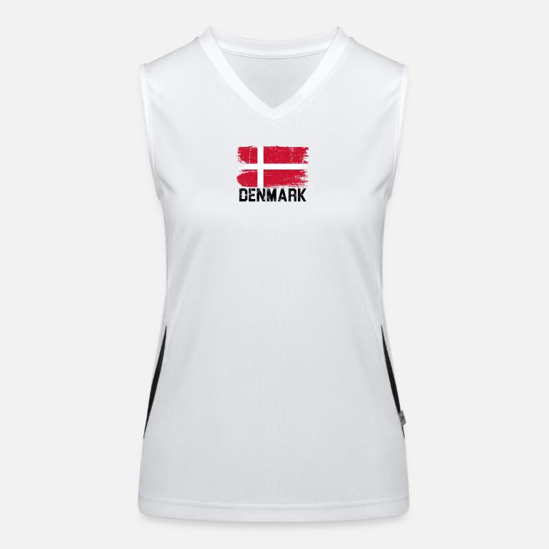 Pinceau du drapeau grunge danois Débardeur respirant contrasté Femme