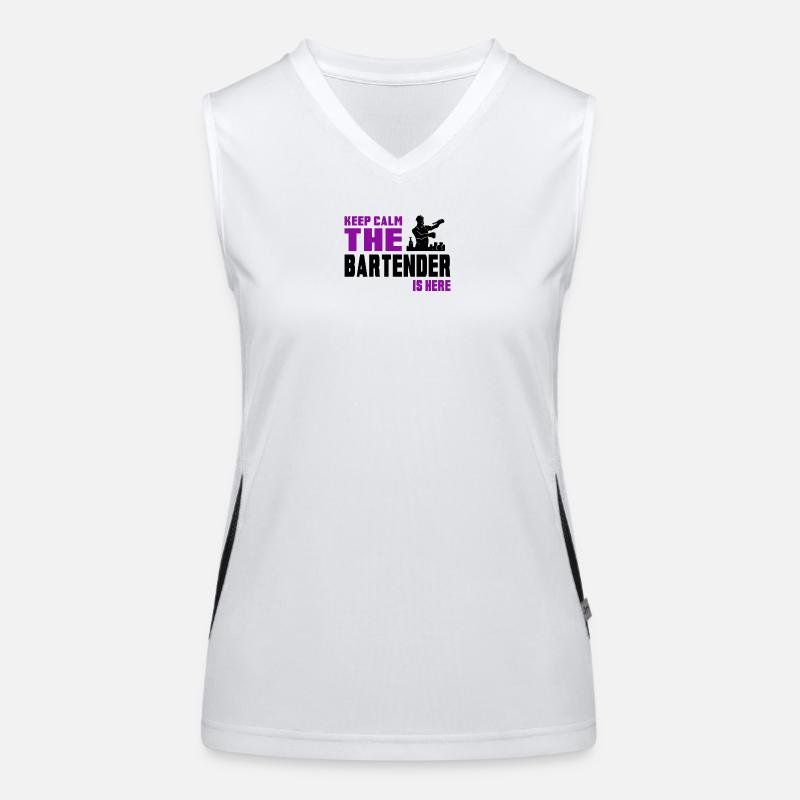 Keep Calm Barkeeper Design Funktionelles Kontrast-Tank Top für Frauen