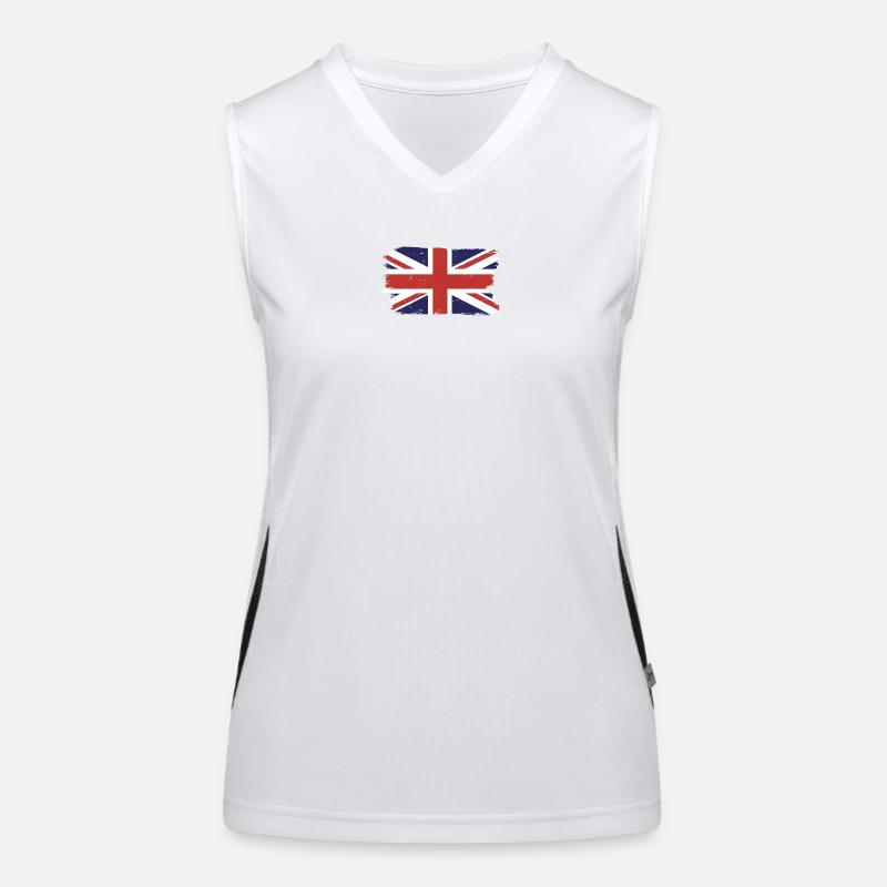 Brushed Union Jack Flag Print - Women's Functional Contrast Tank Top - white/black