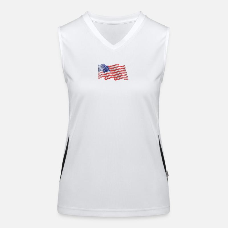 Patriotic Flag Stripes with Inspirational Text Women's Functional Contrast Tank Top