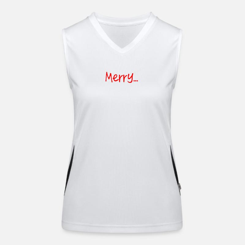 Red Merry Script on Black Women's Functional Contrast Tank Top