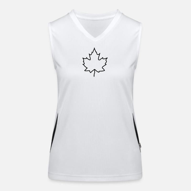 LiGu Design - Maple Leaf Outline - Women's Functional Contrast Tank Top - white/black