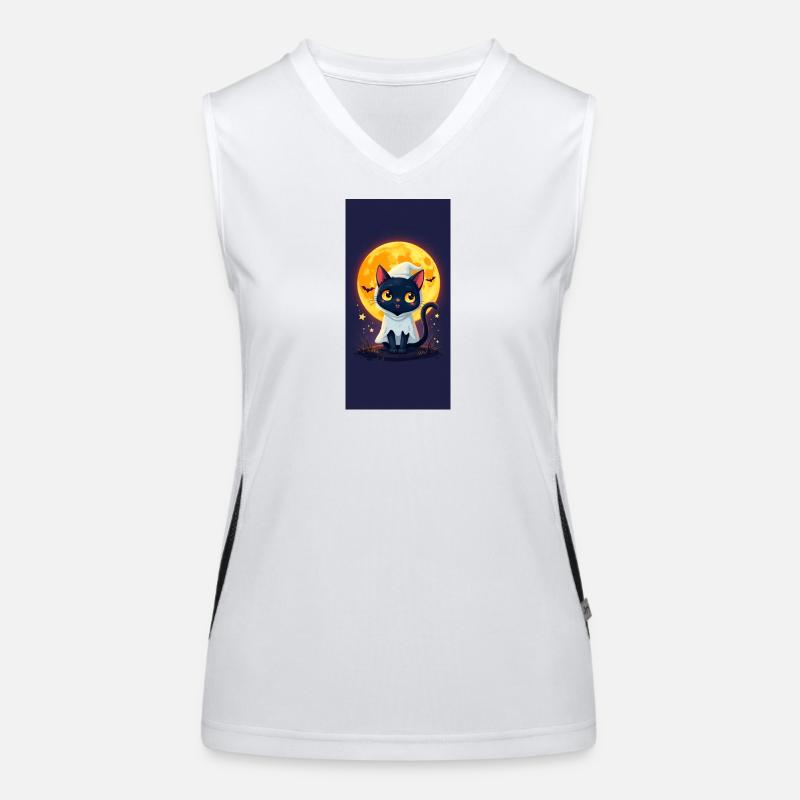 Moonlight Cat in Ghost Cloak Women's Functional Contrast Tank Top