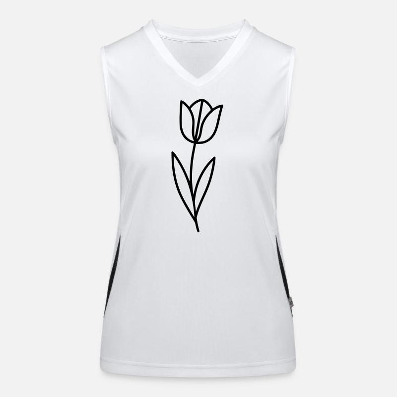 Tulip Flower Spring Outline Women's Functional Contrast Tank Top