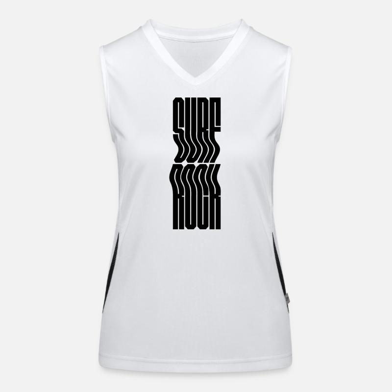 Surf Rock music typography logo design Women's Functional Contrast Tank Top