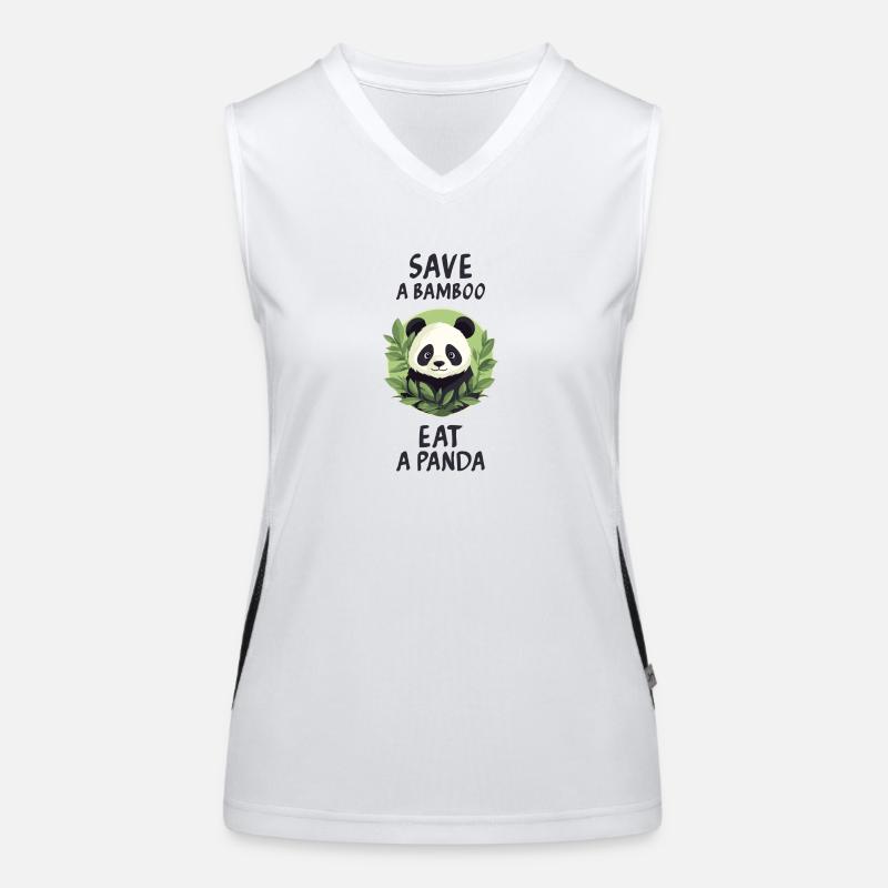 Rette einen Bambus, iss einen Panda. Funktionelles Kontrast-Tank Top für Frauen