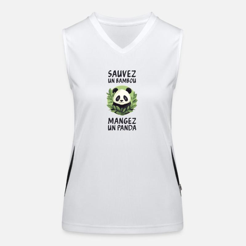 Rette einen Bambus, iss einen Panda. Funktionelles Kontrast-Tank Top für Frauen