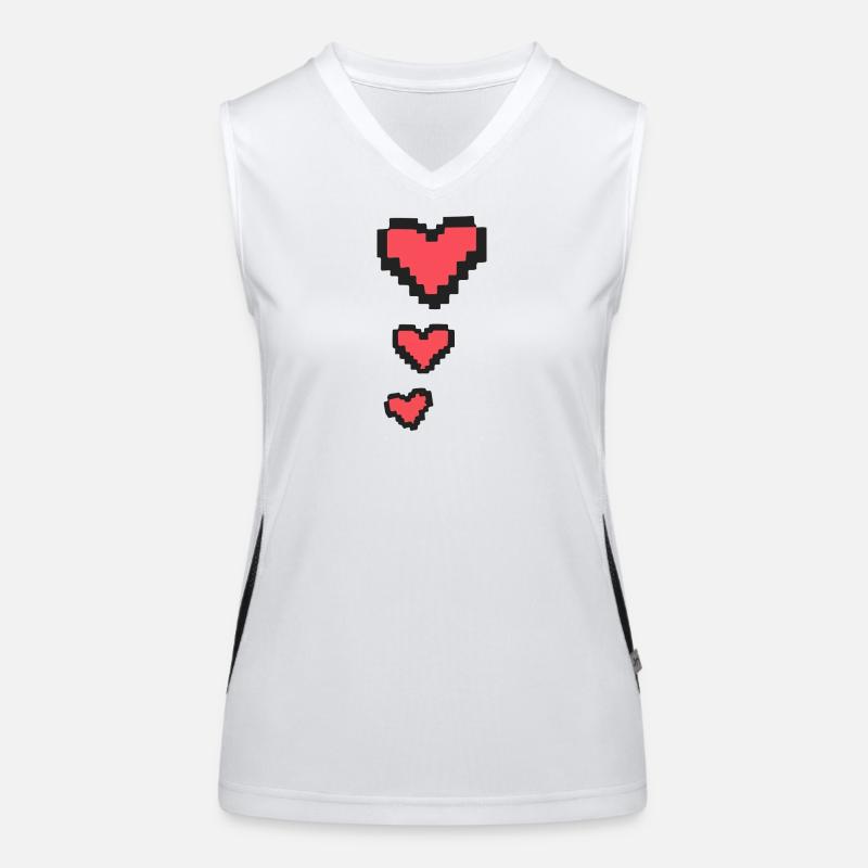 Indicateur de vie 3 Pixels Hearts Retro Gamer 8-Bits Débardeur respirant contrasté Femme