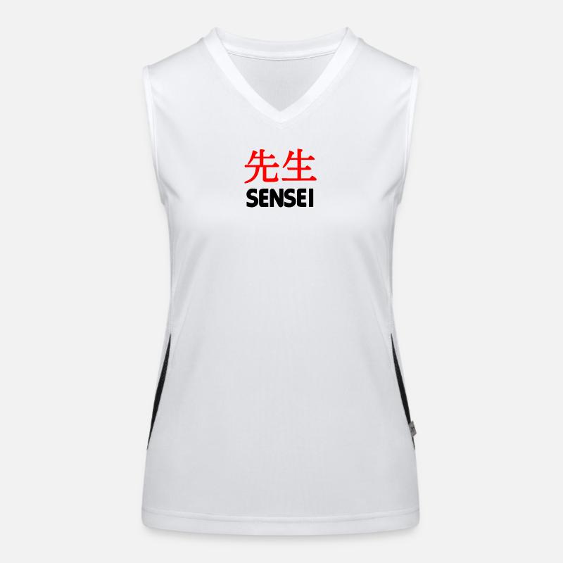 Teacher or master in kanji script text 'Sensei Women's Functional Contrast Tank Top