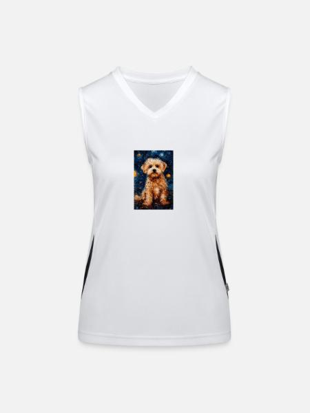 Poodle Dog Art - Women's Functional Contrast Tank Top - white/black - Front