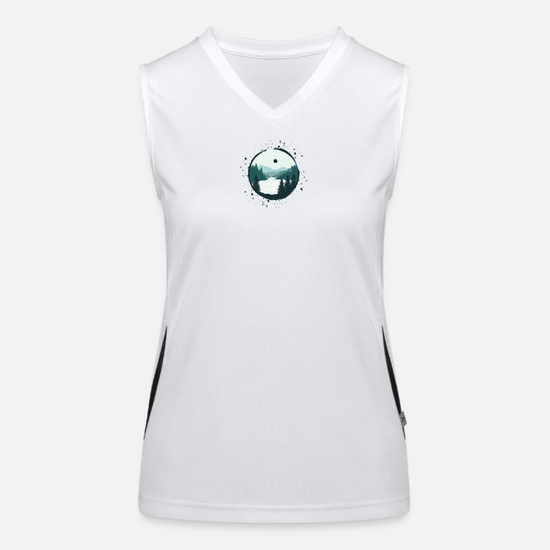 Serene Mountain River Landscape Tee Women's Functional Contrast Tank Top