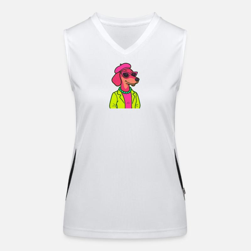 Neon Dackel Dame Funktionelles Kontrast-Tank Top für Frauen