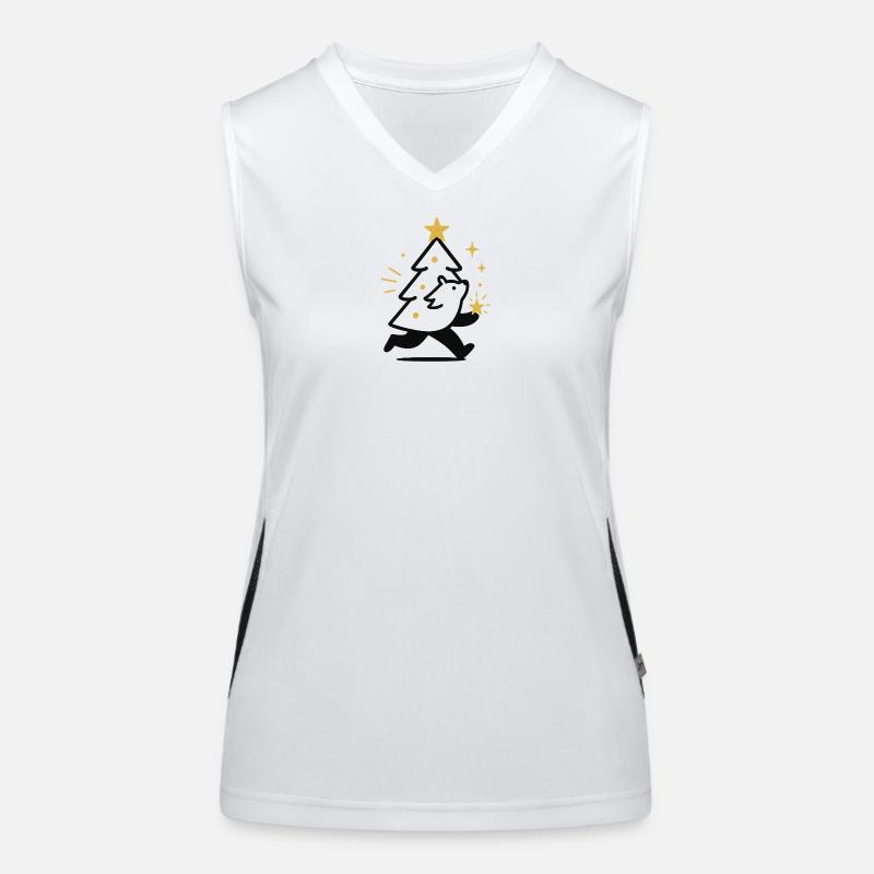 Weihnachtswolf und Sternenbaum Funktionelles Kontrast-Tank Top für Frauen