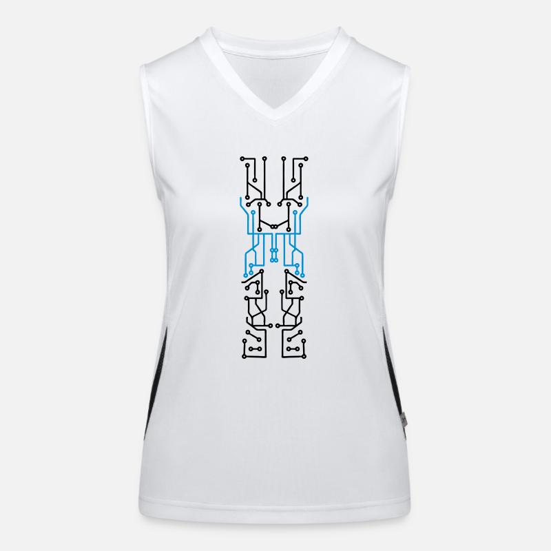 technology line connection microchip datentechnik Women's Functional Contrast Tank Top