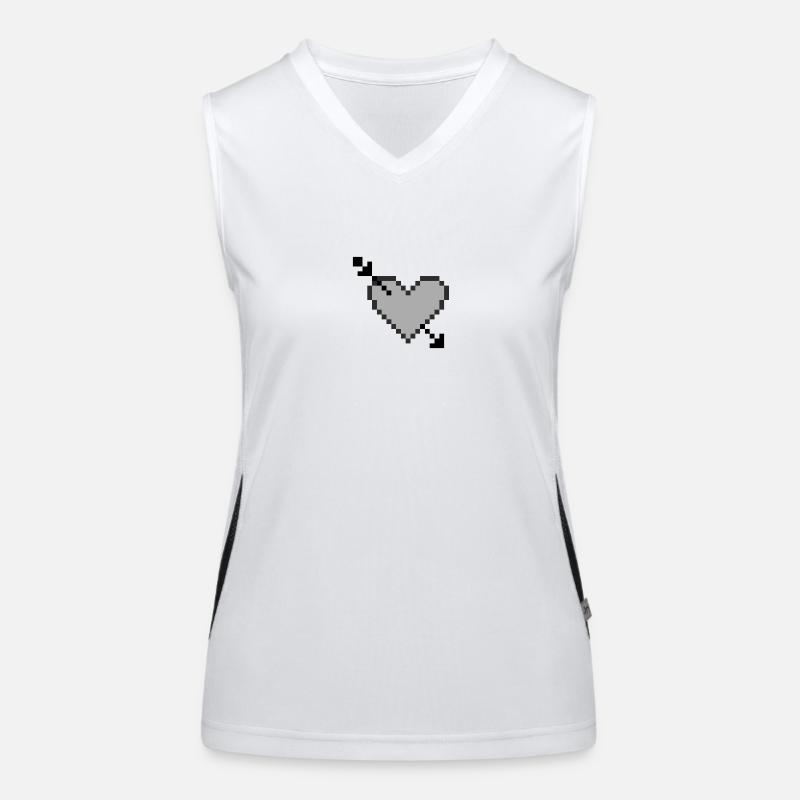 Pfeil durch Herz - S/W - Pixelart Funktionelles Kontrast-Tank Top für Frauen