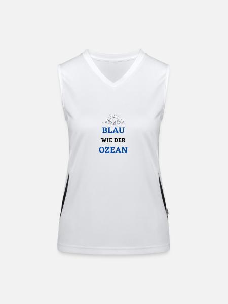Blau wie der Ozean - Funktionelles Kontrast-Tank Top für Frauen - Weiß/Schwarz - Vorne