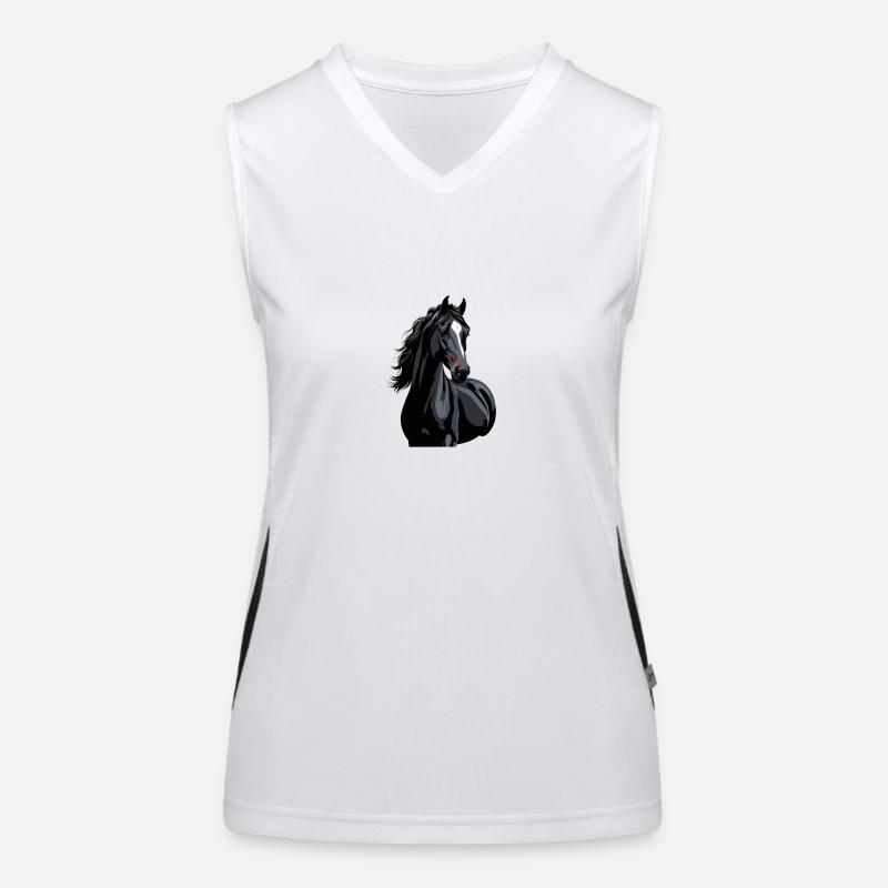 schwarzes Pferd Silhouette Funktionelles Kontrast-Tank Top für Frauen
