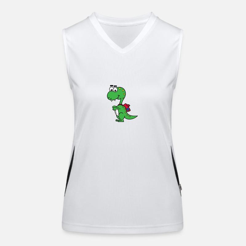 T-Rex with backpack - Women's Functional Contrast Tank Top - white/black