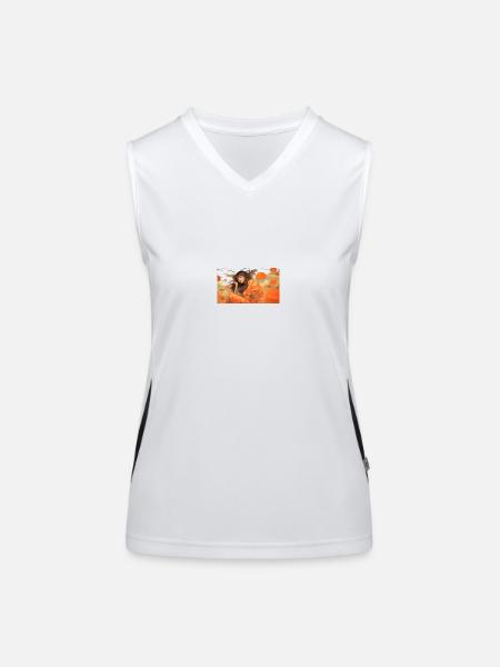 woman thinking - Women's Functional Contrast Tank Top - white/black - Front