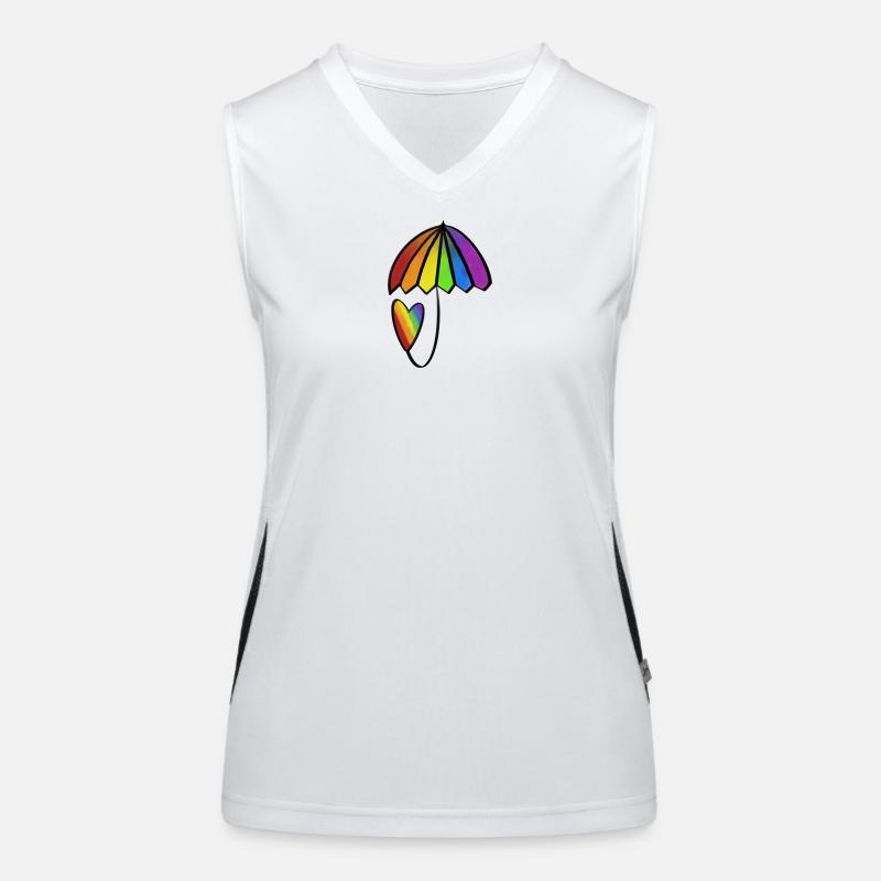 Regenbogen Herz mit Schirm Funktionelles Kontrast-Tank Top für Frauen