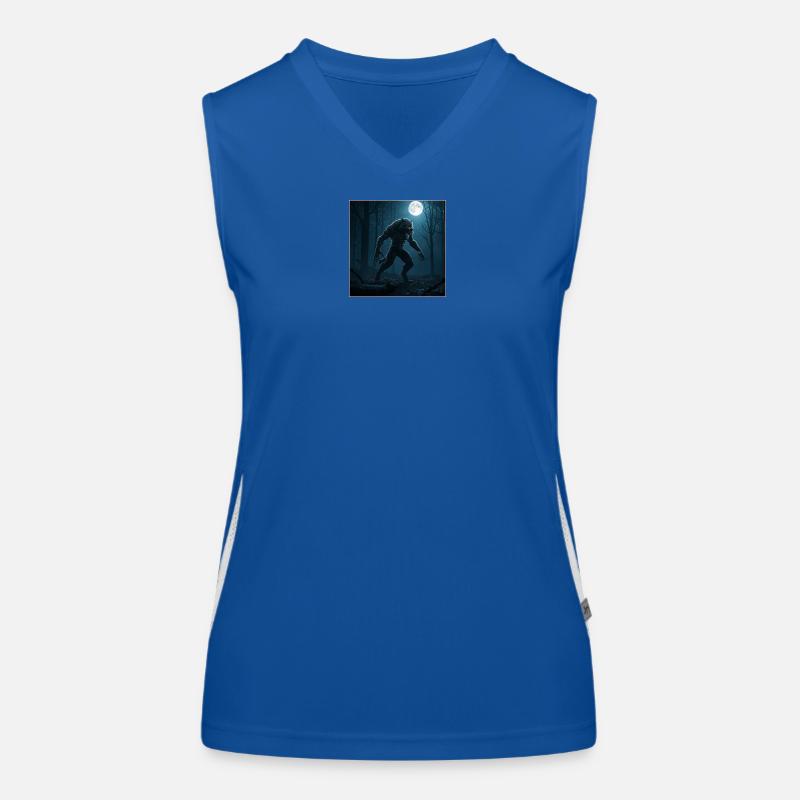 Moon wolf in cloud forest Women's Functional Contrast Tank Top