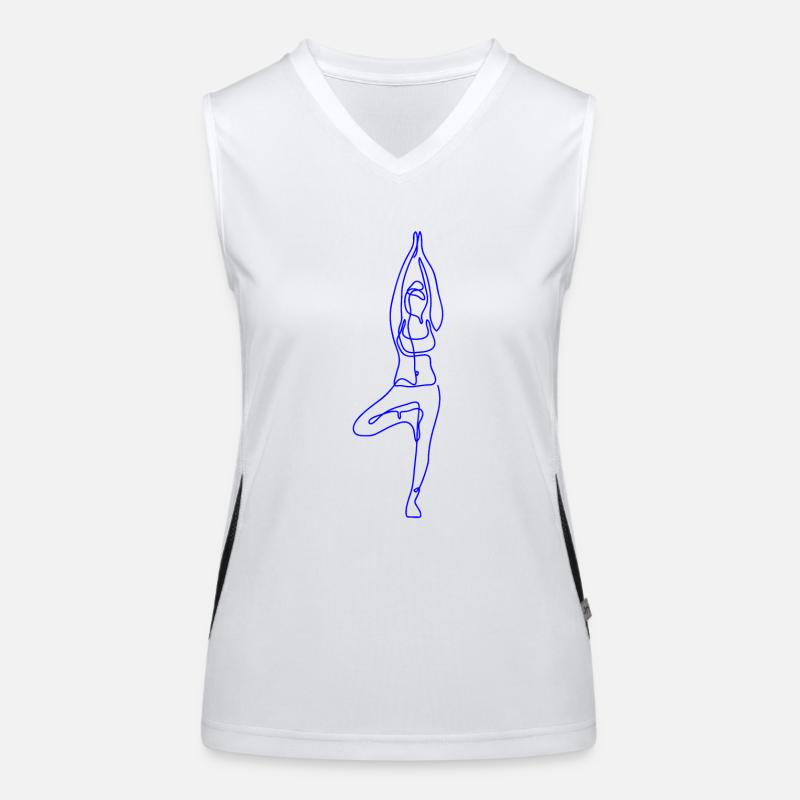 2 Yoga Vrikshasana oder der Baum | 1. Blaue Flamme Funktionelles Kontrast-Tank Top für Frauen