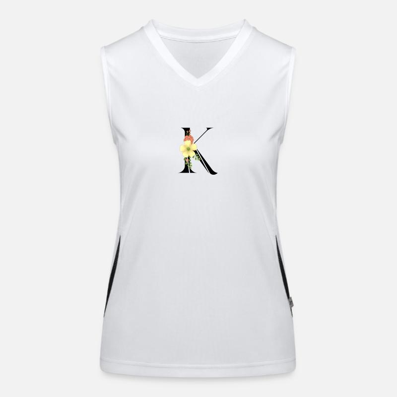 Eleganter Buchstabe 'K' mit Blumen Funktionelles Kontrast-Tank Top für Frauen