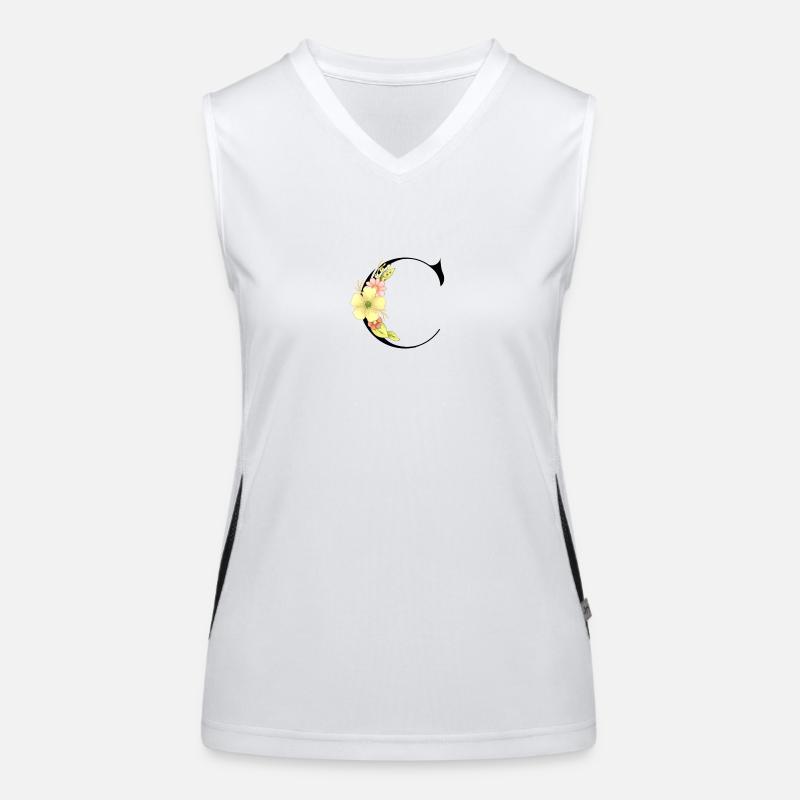 Eleganter Buchstabe 'C' mit Blumen Funktionelles Kontrast-Tank Top für Frauen
