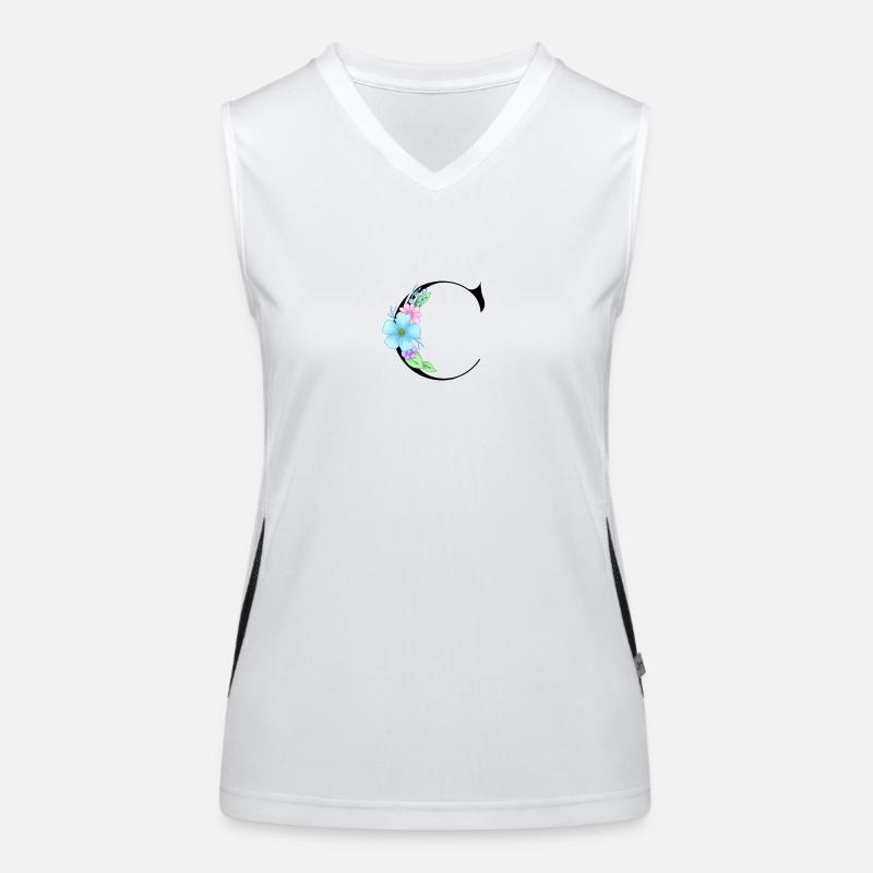Eleganter Buchstabe 'C' mit Blumen Funktionelles Kontrast-Tank Top für Frauen