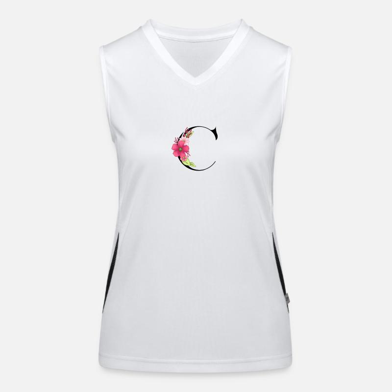 Eleganter Buchstabe 'C' mit Blumen Funktionelles Kontrast-Tank Top für Frauen