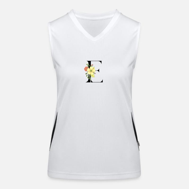 Eleganter Buchstabe 'E' mit Blumen Funktionelles Kontrast-Tank Top für Frauen