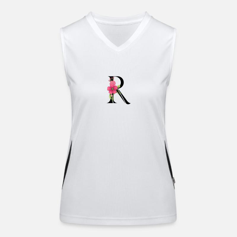 Eleganter Buchstabe 'R' mit Blumen Funktionelles Kontrast-Tank Top für Frauen
