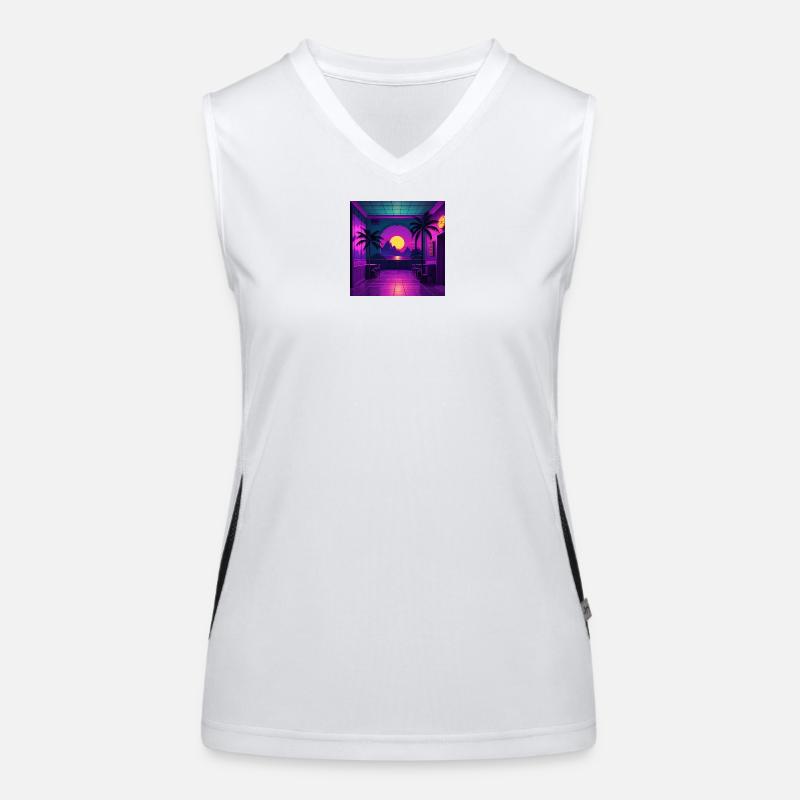 Indoor tropical neon sunset Women's Functional Contrast Tank Top