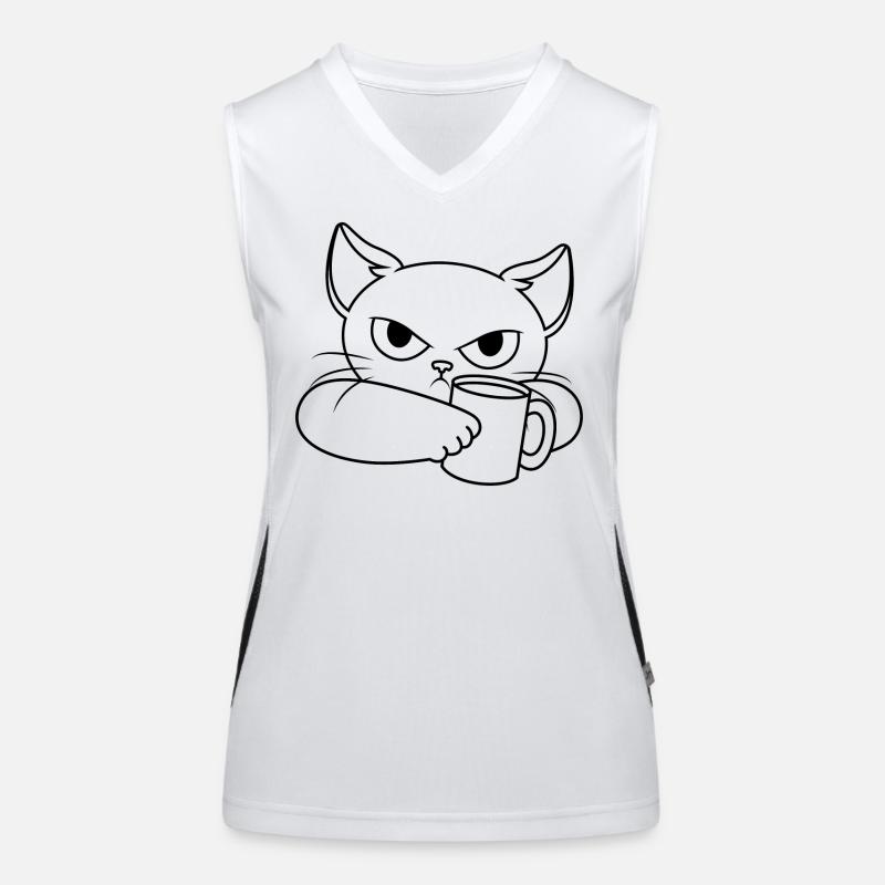 Bad-tempered cat with cup Women's Functional Contrast Tank Top
