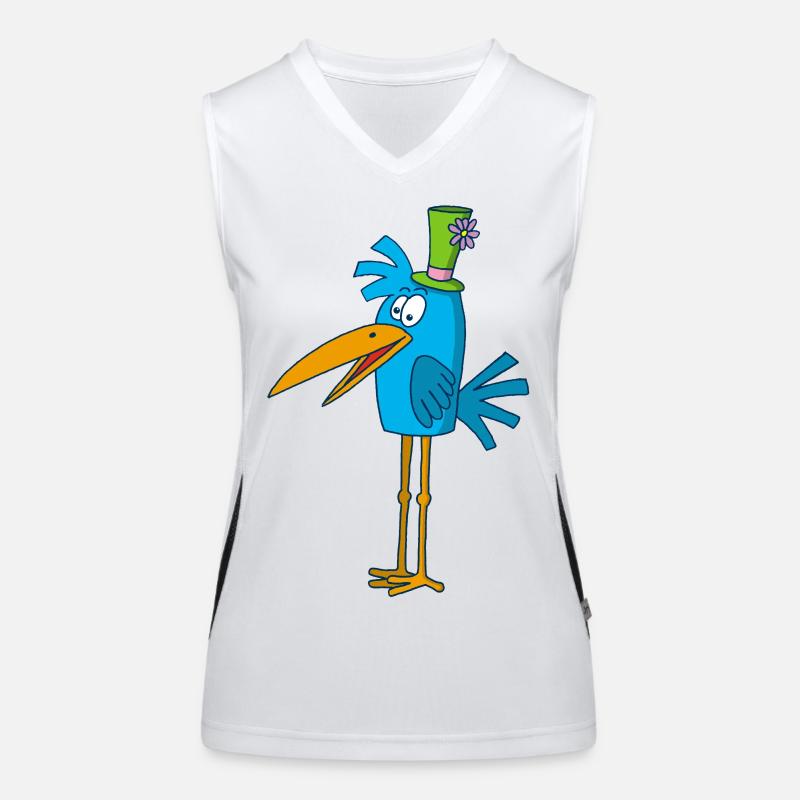 Oiseau bleu et son chapeau Débardeur respirant contrasté Femme