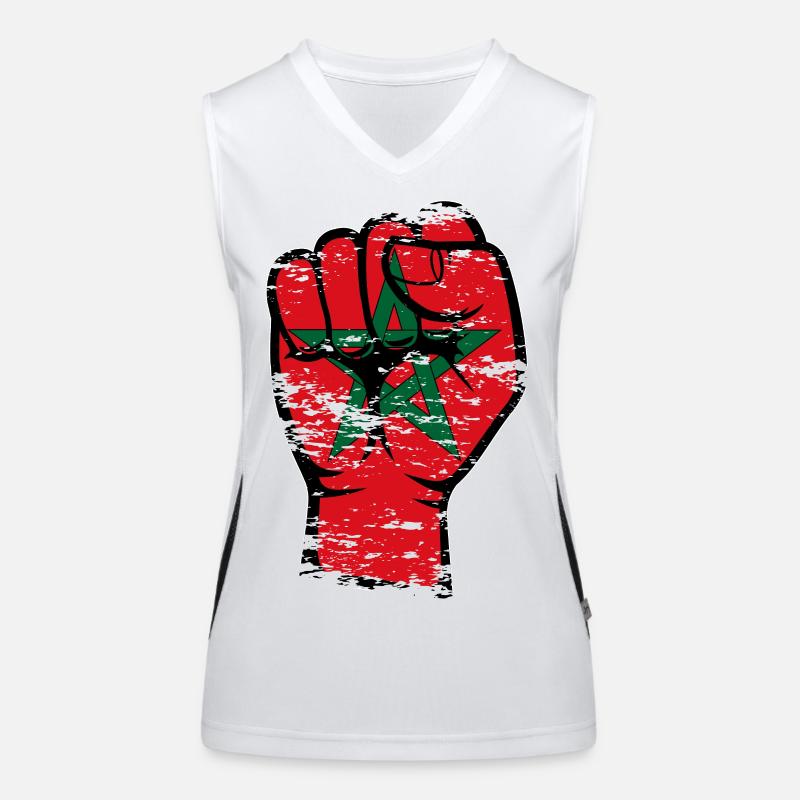 Drapeau du Maroc Poing Main Utilisé Symbole Débardeur respirant contrasté Femme